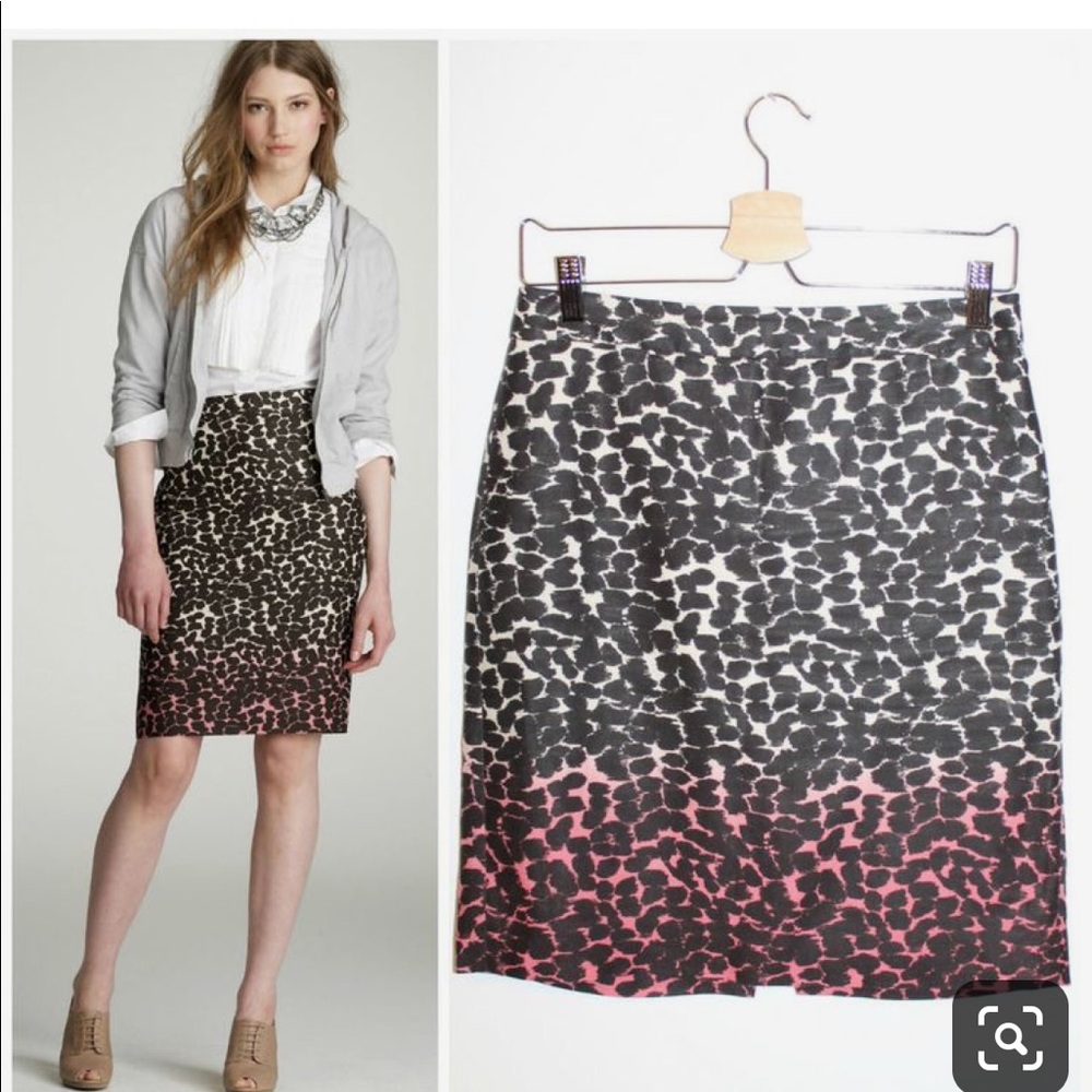 EUC J. Crew Linen No. 2 Pencil Skirt Leopord Ombré